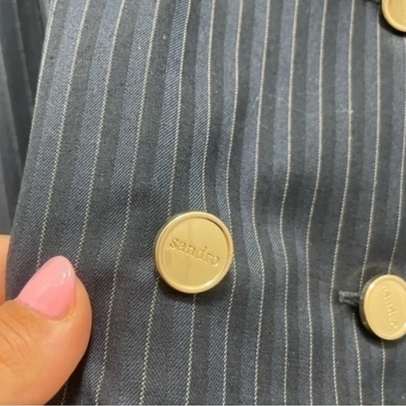 Sandro Marylou Pinstriped Mini Dress Size 8-10 Size 42 French - Picture 3 of 5